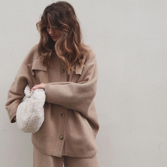 Zara knit oversized wool blend coat blogger - Picture 6 of 16